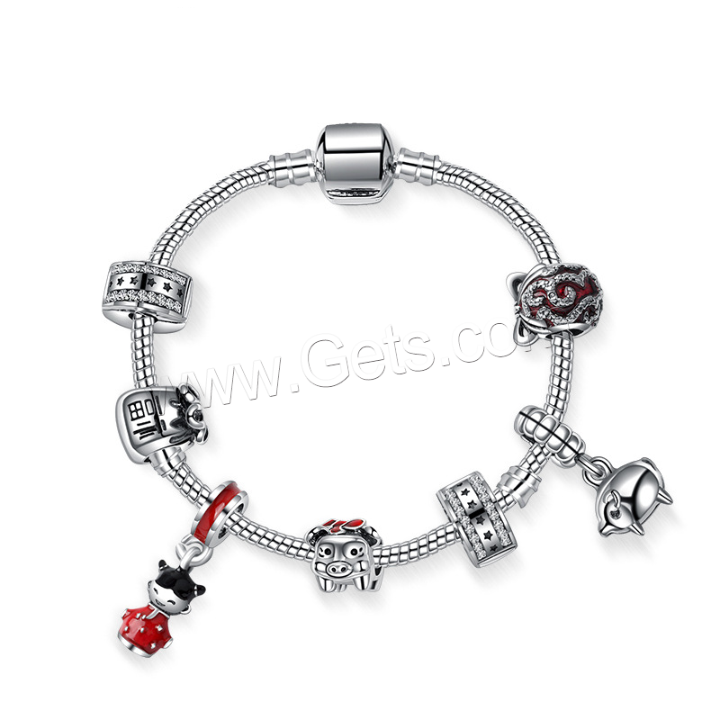 Europa gemischt Kristall Armbänder, Zinklegierung, plattiert, verschiedene Größen vorhanden & Micro pave Strass & für Frau & Emaille, rot, verkauft von Strang