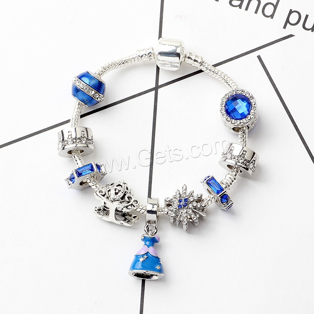 Europa gemischt Kristall Armbänder, Zinklegierung, plattiert, Niedlich & verschiedene Größen vorhanden & Micro pave Strass & für Frau & Emaille, blau, verkauft von Strang