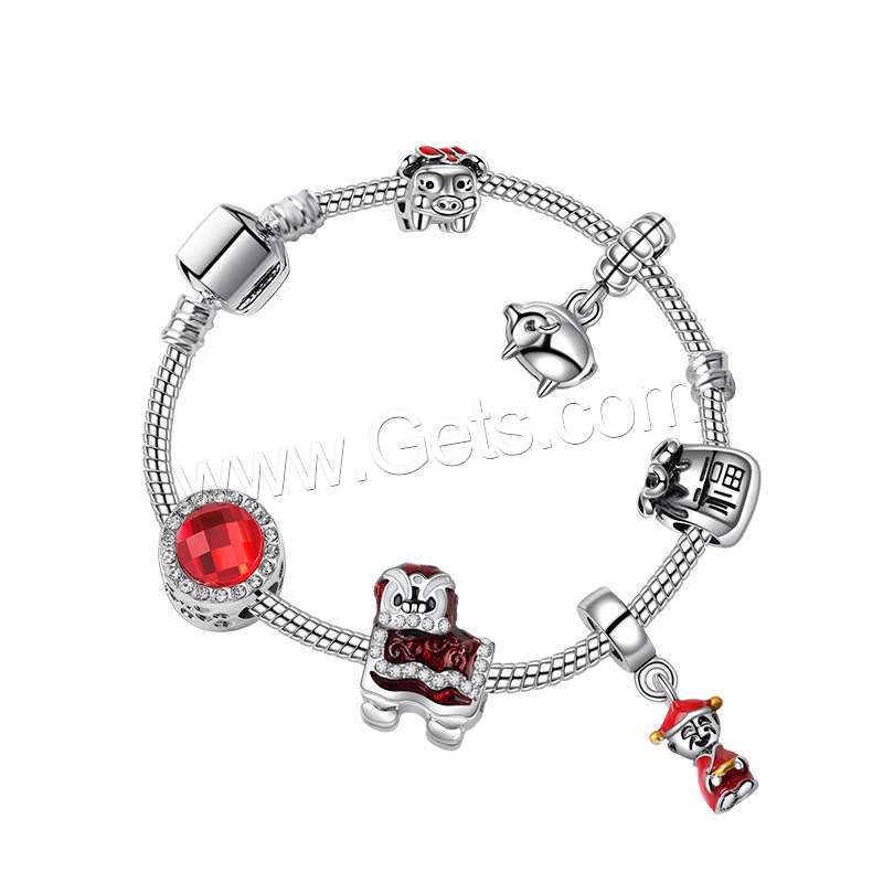 Europa gemischt Kristall Armbänder, Zinklegierung, plattiert, verschiedene Größen vorhanden & Micro pave Strass & für Frau & Emaille & facettierte, rot, verkauft von Strang