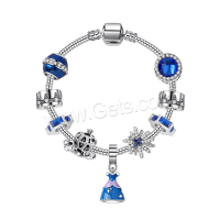 Europa gemischt Kristall Armbänder, Zinklegierung, plattiert, Niedlich & verschiedene Größen vorhanden & Micro pave Strass & für Frau & Emaille, blau, verkauft von Strang