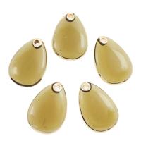 Smoky Quartz Pendant, with Zinc Alloy, Teardrop, gold color plated, natural, 31*46*8mm 