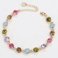 Pulseras de cristal de aleación de zinc, con Cristal, con 4.5cm extender cadena, chapado, para mujer, más colores para la opción, longitud:aproximado 5.9 Inch, Vendido por Sarta