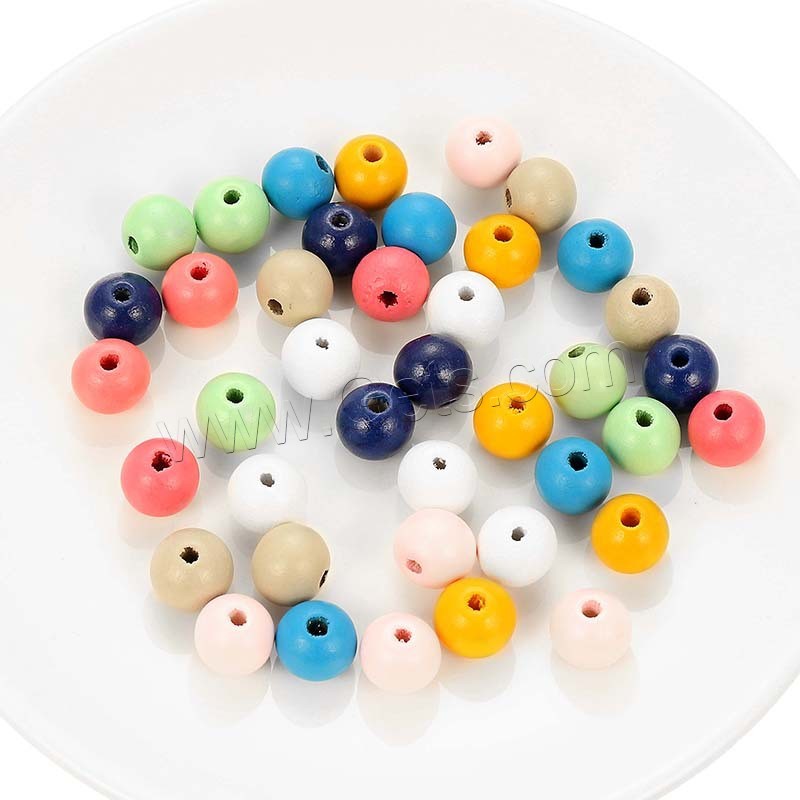 Wood Beads, different size for choice, mixed colors, Hole:Approx 1mm, 50PCs/Bag, Sold By Bag