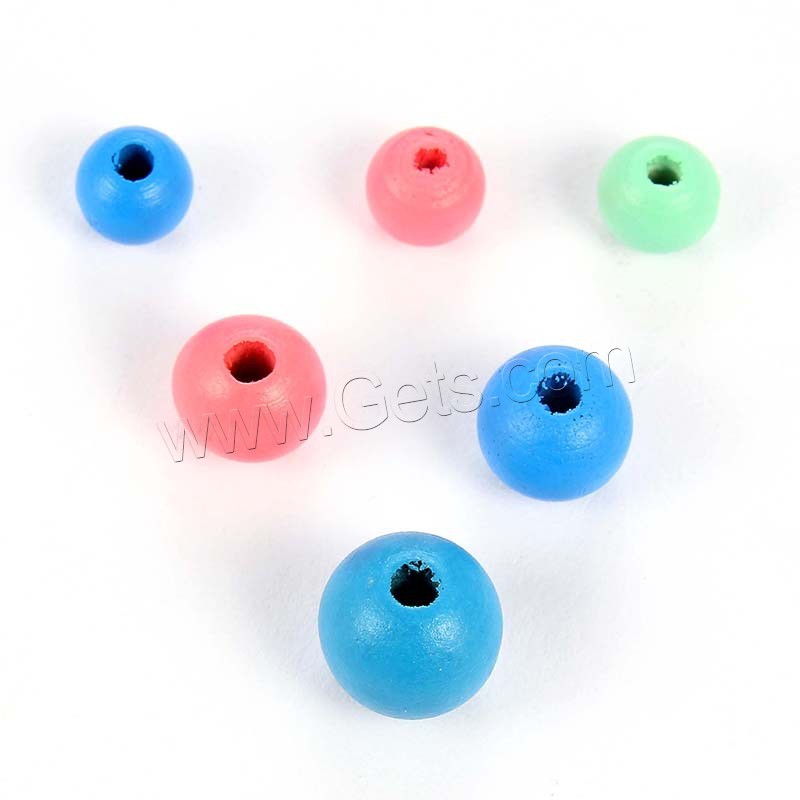 Wood Beads, different size for choice, mixed colors, Hole:Approx 1mm, 50PCs/Bag, Sold By Bag