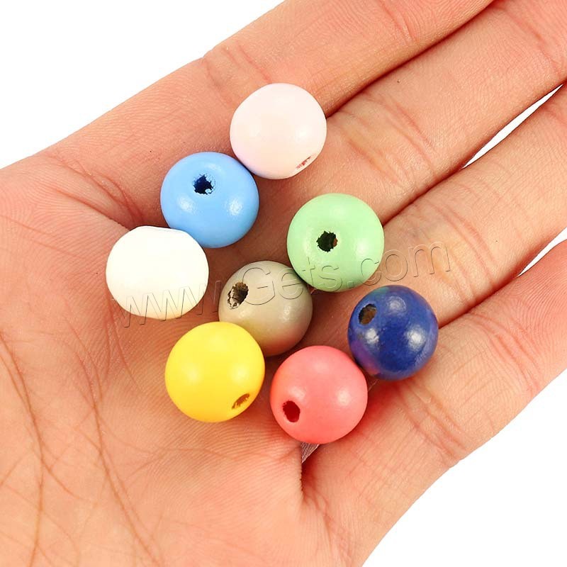 Wood Beads, different size for choice, mixed colors, Hole:Approx 1mm, 50PCs/Bag, Sold By Bag