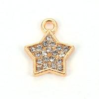 Zinc Alloy Star Pendant, gold color plated, with rhinestone Approx 2mm 