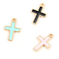 Zinc Alloy Cross Pendants, gold color plated, for woman & enamel Approx 2mm 