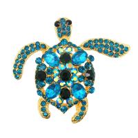 Broche de diamantes de imitación de la aleación de Zinc, con Cristal, Tortuga, chapado en color dorado, para mujer & con diamantes de imitación, más colores para la opción, 54x48mm, Vendido por UD