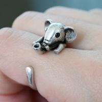 Zinc Alloy Cuff Finger Ring, Elephant, plated, vintage & Adjustable & Unisex 