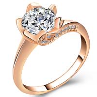 Zinc Alloy Finger Ring, Flower, plated & for woman & with cubic zirconia 75mm 