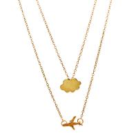 Zinc Alloy Necklace, gold color plated, Double Layer & Adjustable & for woman, 420mm,520mm 