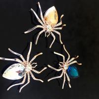 Broche de diamantes de imitación de la aleación de Zinc, con Cristal, Araña, chapado en color dorado, unisexo & con diamantes de imitación, más colores para la opción, 53x53mm, Vendido por UD