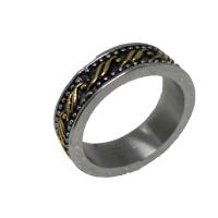 Titan Stahl Fingerring, Titanstahl, goldfarben plattiert, unisex & verschiedene Größen vorhanden & Schwärzen, verkauft von PC