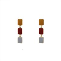 Enamel Zinc Alloy Drop Earring, zinc alloy post pin, plated, for woman 50mm 