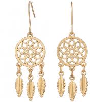 Zinc Alloy Drop Earring, Dream Catcher, gold color plated, vintage & folk style & for woman 