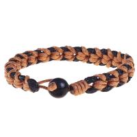 Hanfgarn Armband, mit Holz, plattiert, unisex & gewebte Muster, braun, 210mm, verkauft von PC