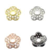 Brass Bead Cap, Flower, plated, with rhinestone nickel, lead & cadmium free Approx 2mm 