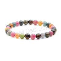 Bracelet de tourmaline, Rond, naturel, normes différentes pour le choix & protection contre les radiations & pour femme, multicolore, Vendu par PC