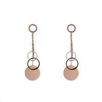 Zinc Alloy Drop Earring, Titanium Steel, titanium post pin, Flat Round, for woman & hollow, gold, 73mm 