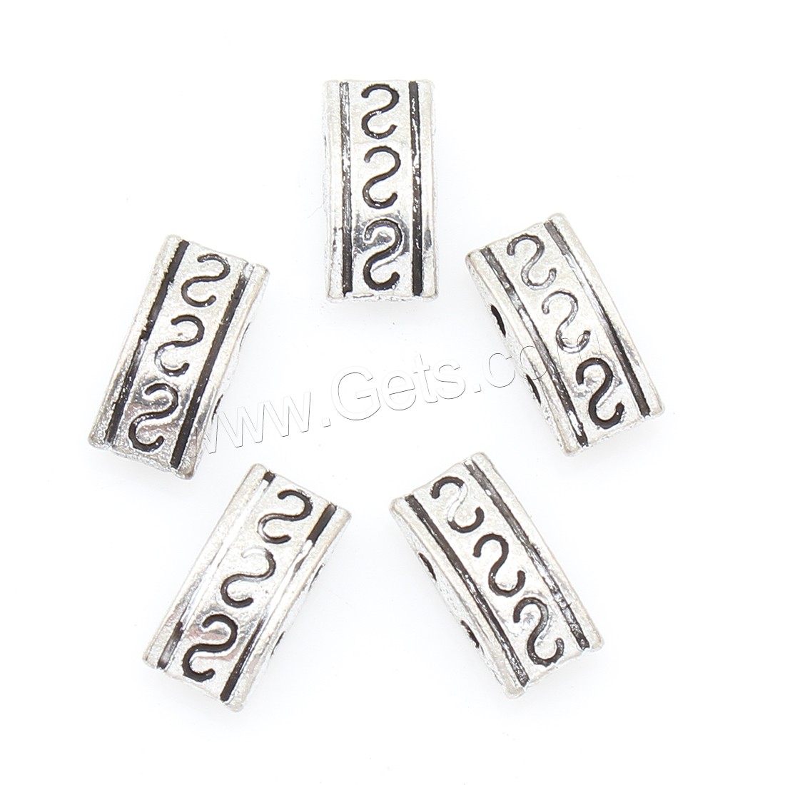 Zinklegierung Positionierung Bead, antik silberfarben plattiert, Doppelloch, frei von Nickel, Blei & Kadmium, 5x10x3mm, 1000PCs/Tasche, verkauft von Tasche