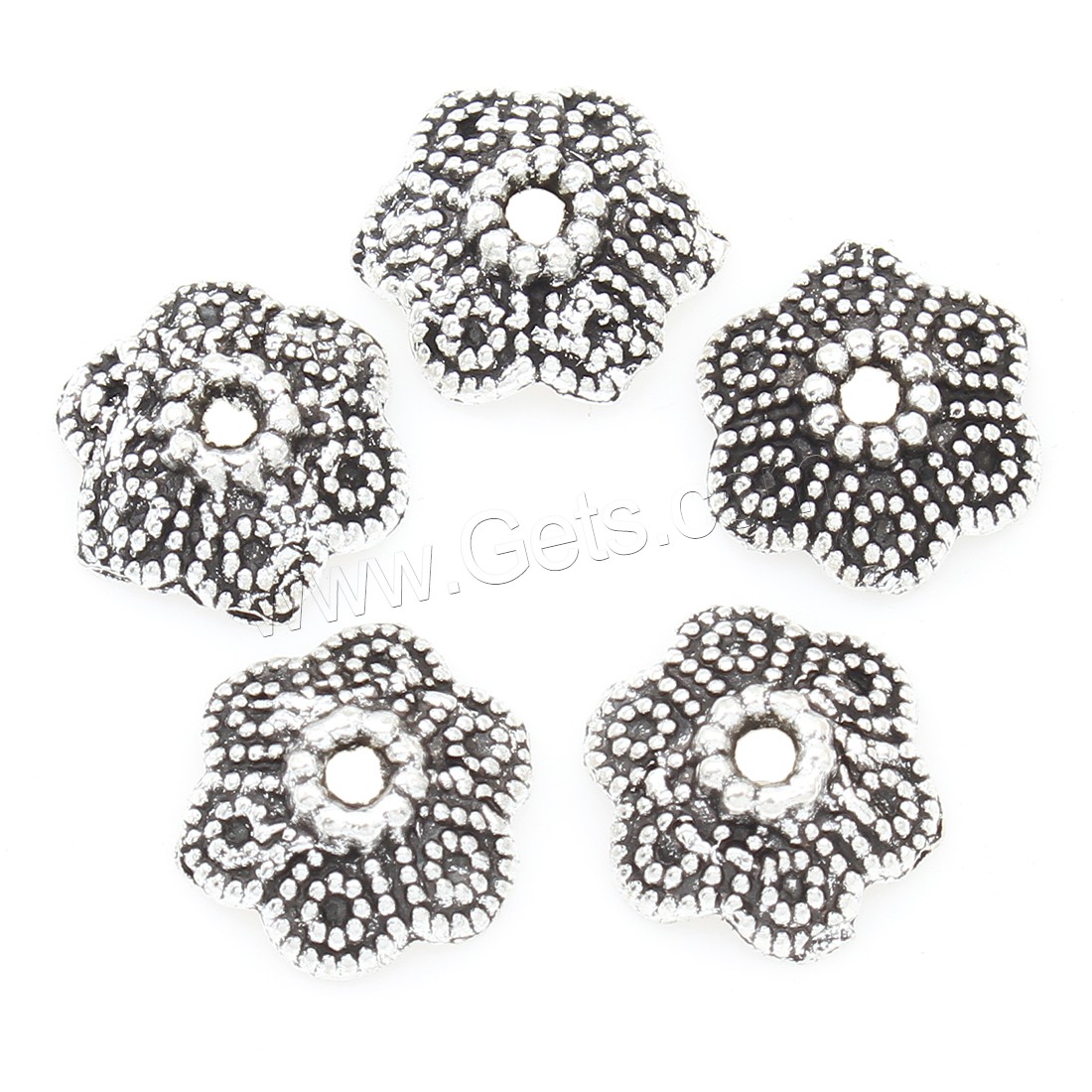 Tapa de abalorio de aleación de zinc, Flor, chapado en color de plata antigua, libre de níquel, plomo & cadmio, 11*4mm, 1000PCs/Bolsa, Vendido por Bolsa