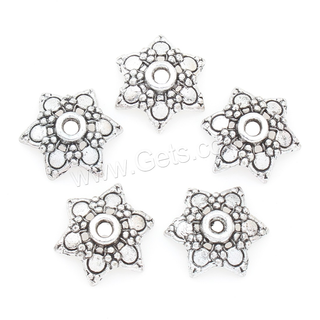 Zink Legierung Perlenkappen, Zinklegierung, Hexagram, antik silberfarben plattiert, frei von Nickel, Blei & Kadmium, 9*3mm, 1500PCs/Tasche, verkauft von Tasche