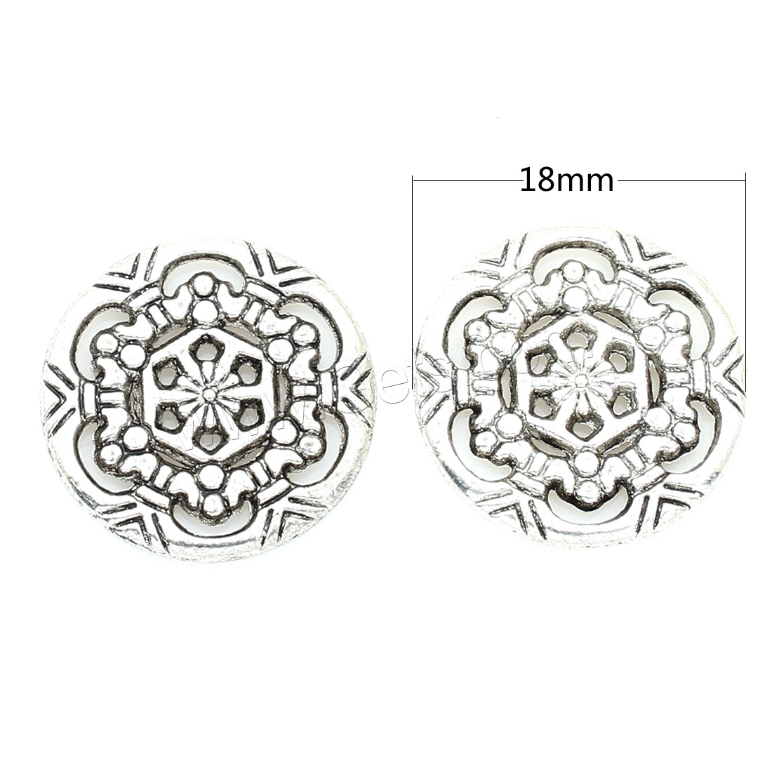 Perles intercalaires en alliage de zinc, fleur, Plaqué de couleur d'argent, 18*1mm, 300PC/sac, Vendu par sac