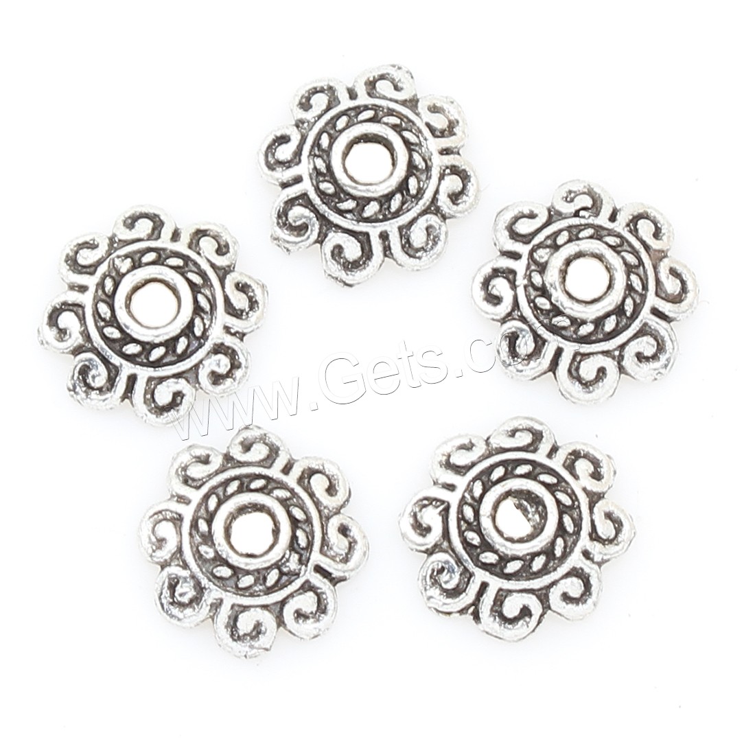 Zink Legierung Perlenkappen, Zinklegierung, Blume, antik silberfarben plattiert, frei von Nickel, Blei & Kadmium, 8*2mm, 2500PCs/Tasche, verkauft von Tasche