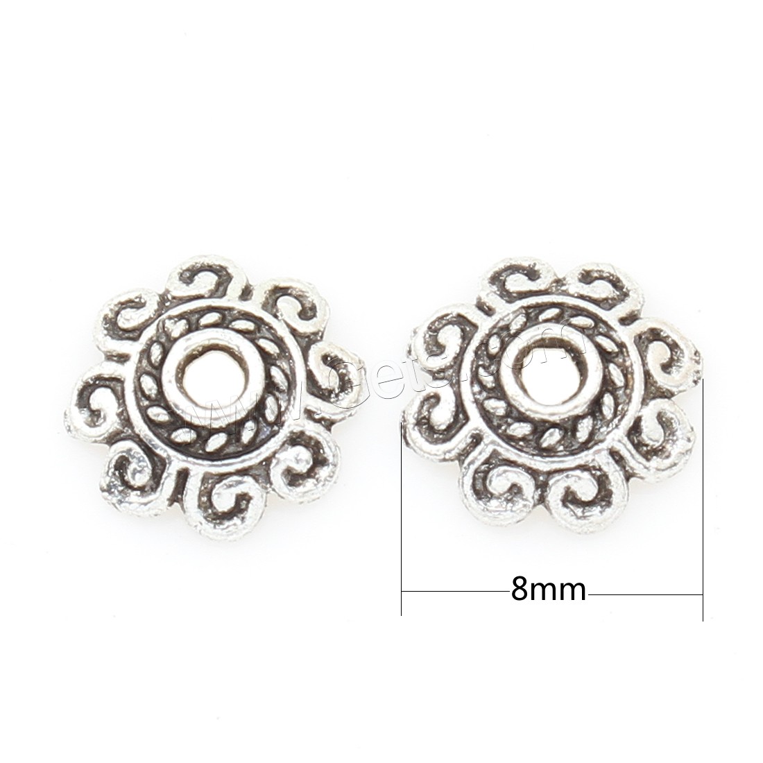 Zink Legierung Perlenkappen, Zinklegierung, Blume, antik silberfarben plattiert, frei von Nickel, Blei & Kadmium, 8*2mm, 2500PCs/Tasche, verkauft von Tasche