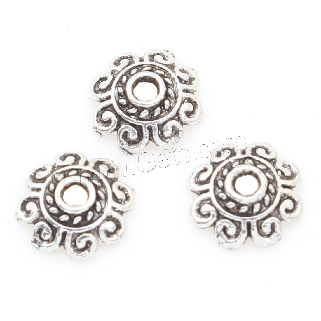 Zink Legierung Perlenkappen, Zinklegierung, Blume, antik silberfarben plattiert, frei von Nickel, Blei & Kadmium, 8*2mm, 2500PCs/Tasche, verkauft von Tasche