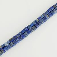 Cuenta De Lapislázuli Natural, Cuadrado, azul, 6x6x6mm, agujero:aproximado 1mm, longitud:aproximado 16 Inch, aproximado 70PCs/Sarta, Vendido por Sarta