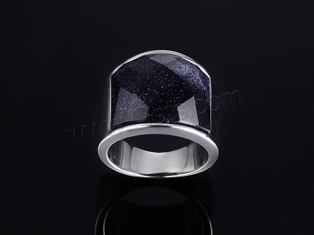 Titan Stahl Fingerring, Titanstahl, mit blauer Goldsand, Kreisring, unisex & verschiedene Größen vorhanden, 19mm, Größe:8-12, verkauft von PC