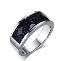 Titan Stahl Fingerring, Titanstahl, mit blauer Goldsand, Kreisring, plattiert, unisex & verschiedene Größen vorhanden, 8mm, Größe:6-11, verkauft von PC