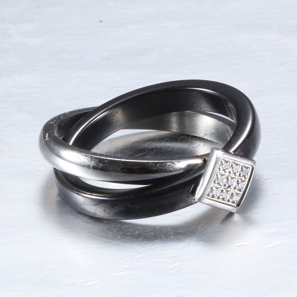 Titan Stahl Fingerring, Titanstahl, mit Porzellan, Kreisring, plattiert, unisex & verschiedene Größen vorhanden & Micro pave Zirkonia, 7mm, Größe:6-10, verkauft von PC