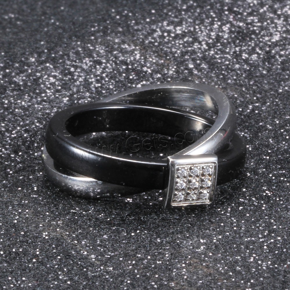 Titan Stahl Fingerring, Titanstahl, mit Porzellan, Kreisring, plattiert, unisex & verschiedene Größen vorhanden & Micro pave Zirkonia, 7mm, Größe:6-10, verkauft von PC