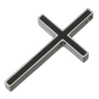 Edelstahl Kreuz Anhänger, schwarz, 25x44x5mm, Bohrung:ca. 3.5mm, verkauft von PC