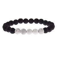 Edelstein Armbänder, mit Lava, rund, verschiedenen Materialien für die Wahl & unisex, schwarz, 8mm, Länge:7.5 ZollInch, verkauft von Strang