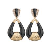 Enamel Zinc Alloy Drop Earring, plated, for woman & with rhinestone 