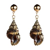 Zinc Alloy Drop Earring, with Shell, Conch, plated, vintage & Bohemian style & for woman, gold 