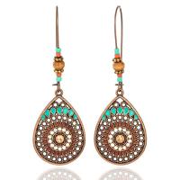 boucle d'oreille de goutte en Zinc Alloy et Émail  , alliage de zinc, avec Seedbead, larme, Placage, Vintage & pour femme & émail & avec strass, multicolore Vendu par paire