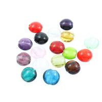 Perles murano faites à la main , chalumeau, Plat rond, normes différentes pour le choix & poudre argentée, Couleur aléatoire Environ 1mm Vendu par sac