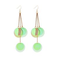 Zinc Alloy Drop Earring, with Sequins, gold color plated, for woman 