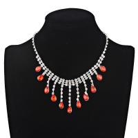 Mode Collier Choker, alliage de zinc, avec 5cm chaînes de rallonge, Placage de couleur platine, pour femme & avec strass, plus de couleurs à choisir, 40mm Environ 13.38 pouce, Vendu par brin