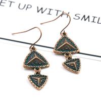 Zinc Alloy Drop Earring, brass earring hook, Geometrical Pattern, antique brass color plated, for woman 