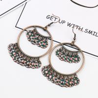 Zinc Alloy Drop Earring, brass earring hook, plated copper green, for woman 