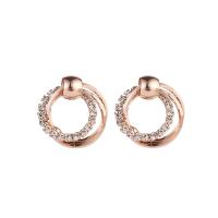 Zinc alliage strass Stud Earring, alliage de zinc, Alliage de zinc puce boucle d'oreille, Placage, pavé de micro strass & pour femme, plus de couleurs à choisir Vendu par paire