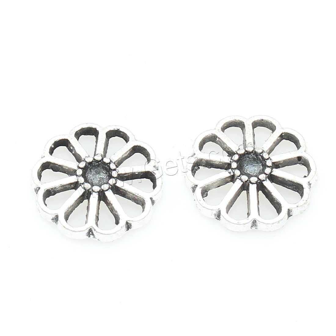 Perles intercalaires en alliage de zinc, fleur, Plaqué de couleur d'argent, protéger l'environnement, sans nickel, plomb et cadmium, 10*1mm, 500PC/sac, Vendu par sac