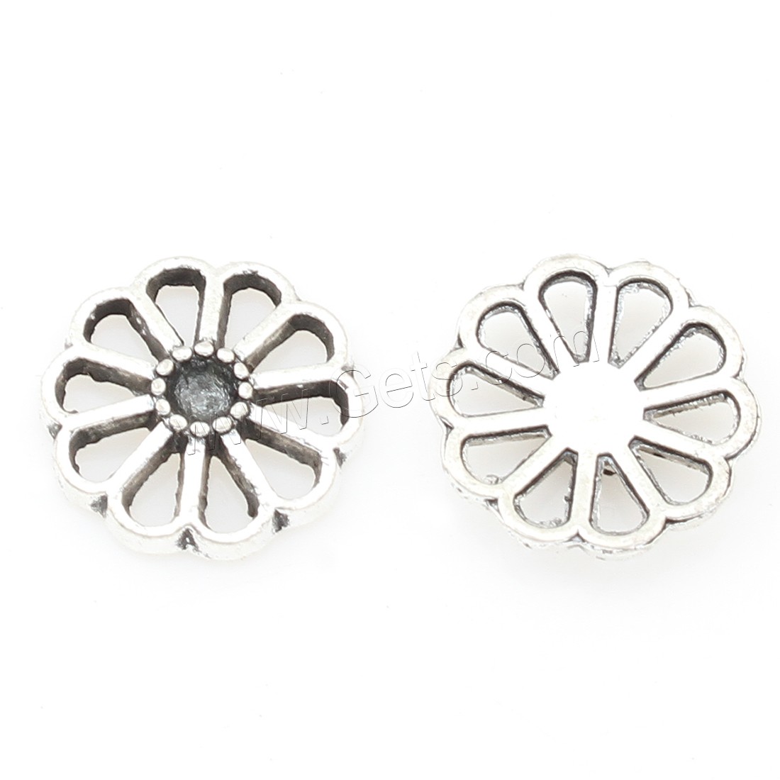 Perles intercalaires en alliage de zinc, fleur, Plaqué de couleur d'argent, protéger l'environnement, sans nickel, plomb et cadmium, 10*1mm, 500PC/sac, Vendu par sac