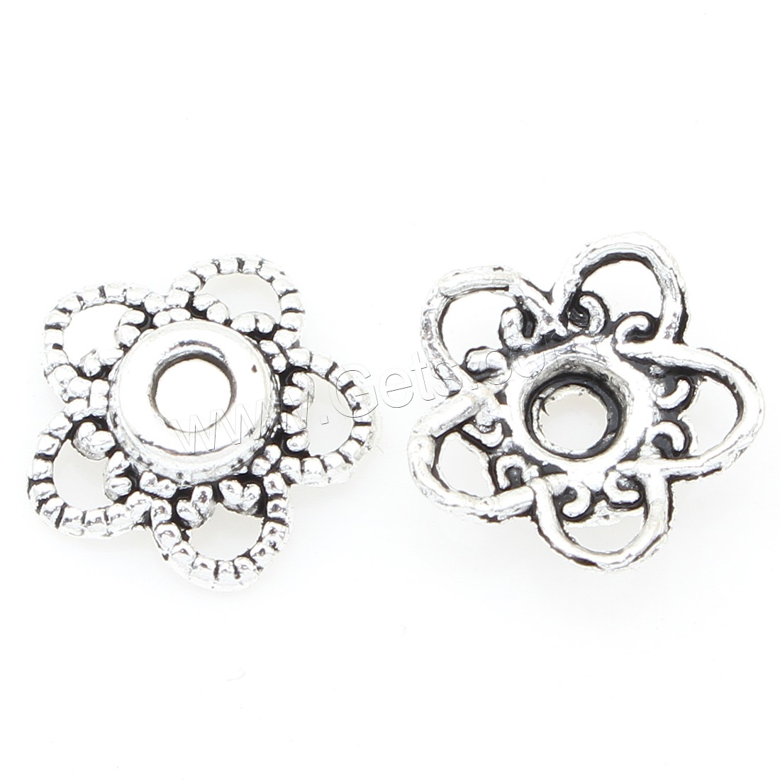 Tapa de abalorio de aleación de zinc, Flor, chapado en color de plata antigua, libre de níquel, plomo & cadmio, 11*3mm, 500PCs/Bolsa, Vendido por Bolsa