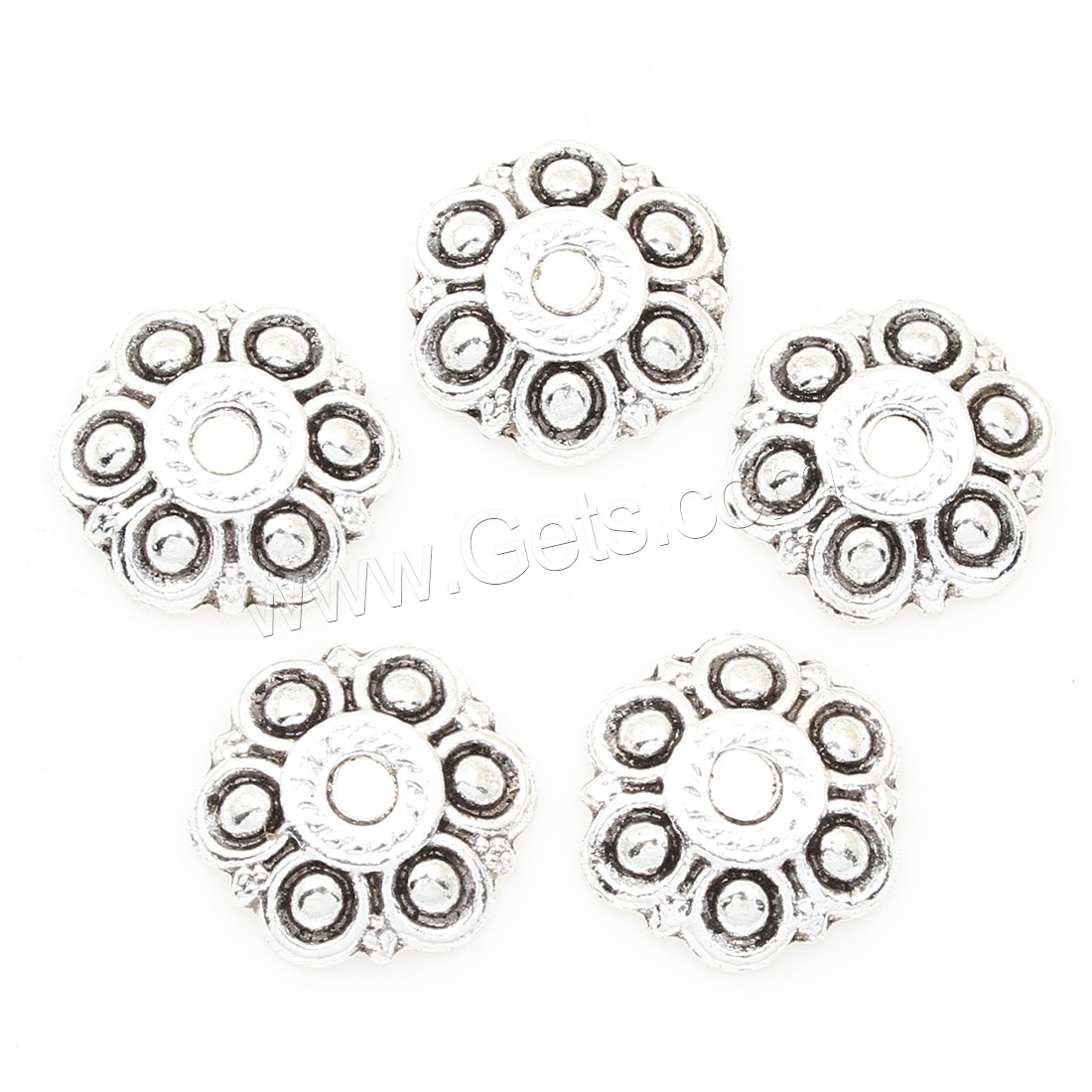 Tapa de abalorio de aleación de zinc, Flor, chapado en color de plata antigua, libre de níquel, plomo & cadmio, 13*3mm, aproximado 375PCs/Bolsa, Vendido por Bolsa